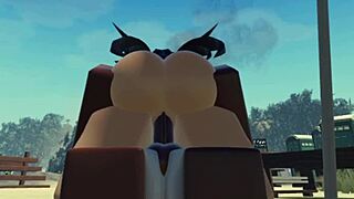 In the Roblox world she strips down for steamy sex beside the flickering campfire under starry skies