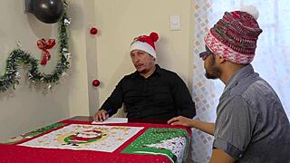 Christmas threesome dream comes true banging two gorgeous babes together