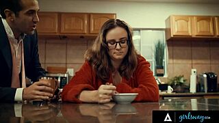 that unsatisfied brunette dreams of romantic scissoring with angela white's busty body