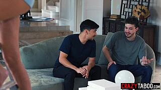 stepson shares his hot stepmom pristine edge with a buddy and she digs it