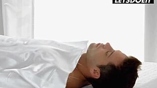 Does big natural tits masseuse Emylia Argan's sensual client sex make you throb too?