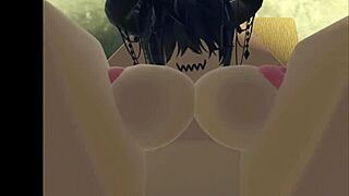 In the Roblox world she strips down for steamy sex beside the flickering campfire under starry skies