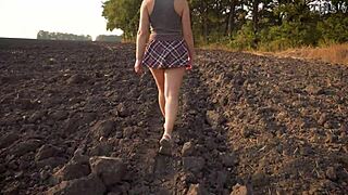 Hidden cam spies schoolgirl miniskirt walk flashing full back panties cameltoe upskirt tease outdoors voyeur thrill