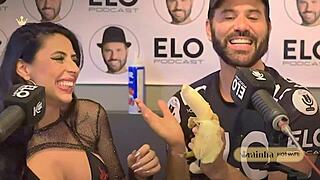 rainha hotwife slurps a sloppy blowjob on podcast host!