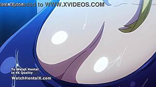 big titted hentai teen bends over for doggystyle creampie after intense blowjob