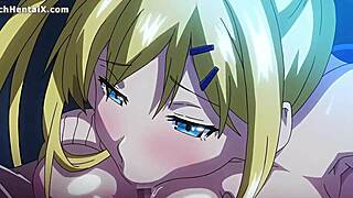 big titted hentai teen bends over for doggystyle creampie after intense blowjob