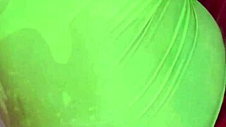 Masked ebony milf spreads big tattooed ass wide