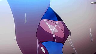 big titted hentai teen bends over for doggystyle creampie after intense blowjob