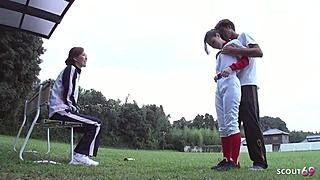 skinny teen, ever thought of joining us older japanese for outdoor 3some?