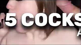 hot babe you won't believe her pussy creampied hard in gangbang