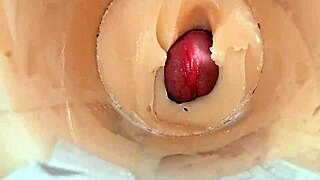 camera slips deep capturing massive explosion inside tight shaved spot