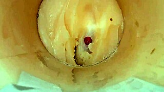 camera slips deep capturing massive explosion inside tight shaved spot