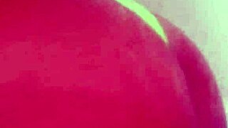 Masked ebony milf spreads big tattooed ass wide