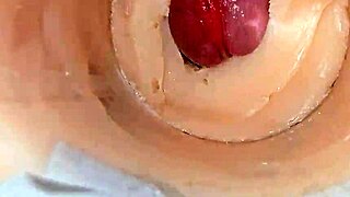 camera slips deep capturing massive explosion inside tight shaved spot