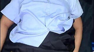 in my school uniform a white stranger fucks me hard and blasts cum across my face