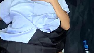 in my school uniform a white stranger fucks me hard and blasts cum across my face