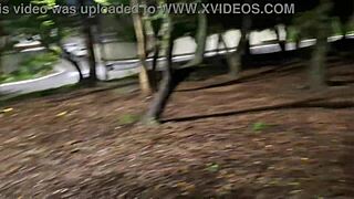 Amateur couple's big natural tits wife bent over for public street doggystyle creampie quickie.