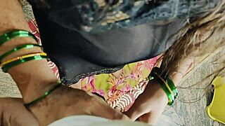 Indian Wife's Tight Pussy Lips Spread Wide in Close-Up Pound