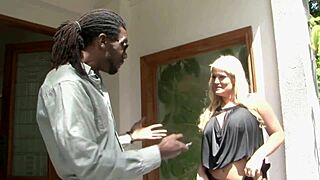 Curvy blond milf mom deepthroats black monster cock