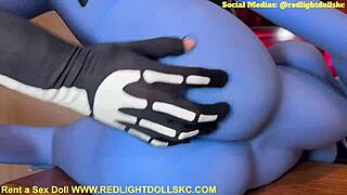 Guy rents blue alien sex doll for rough hardcore fuck!