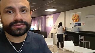 Amateur couple's big natural tits wife bent over for public street doggystyle creampie quickie.