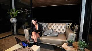 horny tattoo artist licks then rides clients huge cock cowgirl in shop part 1