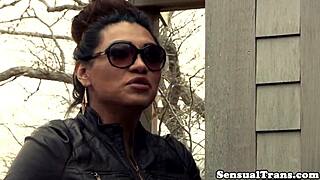 Latina shemale in lingerie heels gets blown then assfucked deep storyline