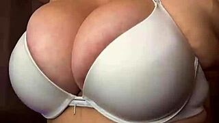 big natural tits bounce wildly while dancing playfully on bed