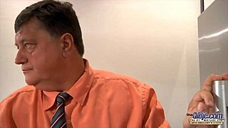 redhead pierced tongue sucks old cock fucks doggystyle swallows cum