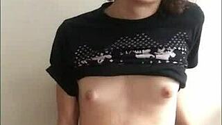 cute tgirl reaches solo moaning climax