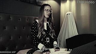 Curvy blonde Wednesday cosplay rides cock moaning with juicy sounds on Halloween