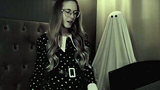 Curvy blonde Wednesday cosplay rides cock moaning with juicy sounds on Halloween