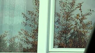 Taxi Driver Spots Stocking Milf No Panties Washing Windows Nude