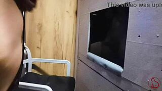 whoa my first sloppy footjob cum explosion dominated at the gloryhole