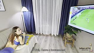 stepsister gets fucked doggystyle while distracted by video game pov