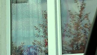 Taxi Driver Spots Stocking Milf No Panties Washing Windows Nude