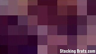 three pantyhose lesbians tease feet and toes in steamy group play