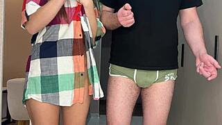 Busty russian stepmom watches my girlfriend fuck gets horny joins for creampie pov