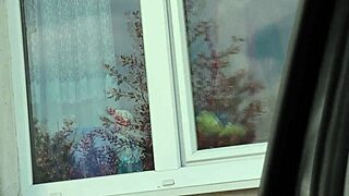 Taxi Driver Spots Stocking Milf No Panties Washing Windows Nude