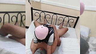 Devouring my student's dripping tight pussy with my tongue