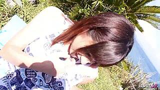 Petite Japanese stepsis tempts outdoor play on holiday trip