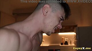 hey tommy scores big with two busty brunettes naked kitchen titty fuck and licks all around