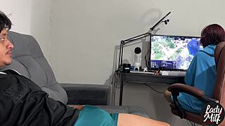 brazilian skinny latina catches bf jerking huge cock, rides him wildly