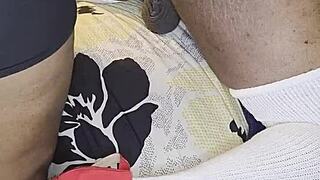 Ebony wife humiliates husband with huge anal toys femdom