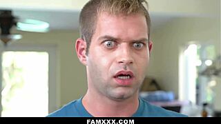 Movie night heats up: stepsister Kira Noir sandwiched in 3some bent over doggystyle cowgystyle pov taboo