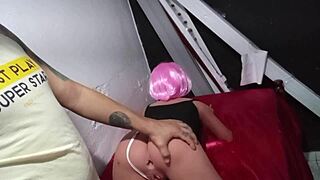 Stepmom sex doll in schoolgirl outfit craves outdoor anal