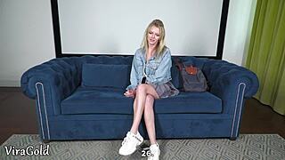 Blonde milf mia spark bares tits in bold porn casting