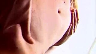 experienced brunette licks skinny blonde's tight pussy with toys