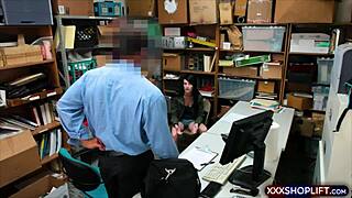 petite teen shoplifter caught offers sloppy blowjob then bends for rough doggy fuck