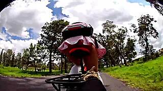 that old biker saw my skirt flip up on the bike ride and shot his load outside